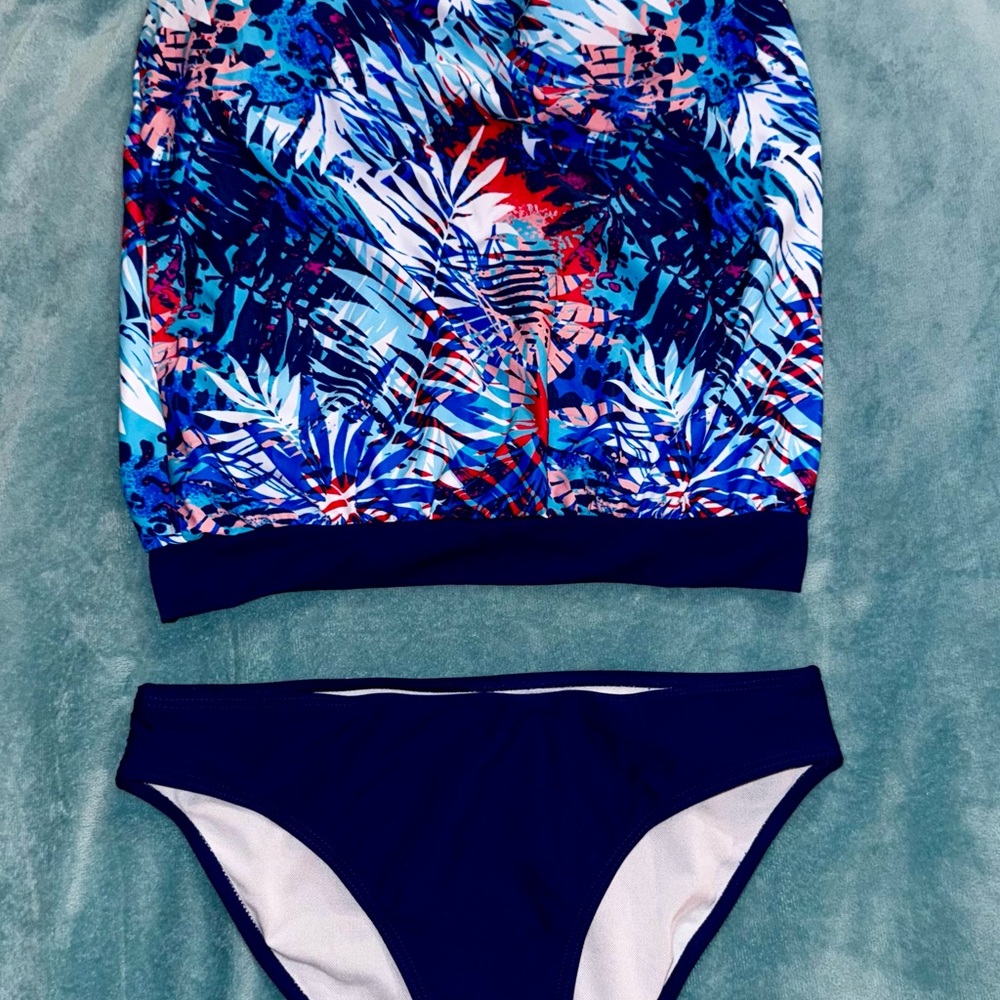 Tropical Print Tankini Set Racer Back NWOT